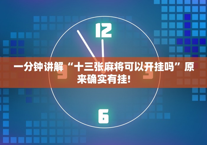 一分钟讲解“十三张麻将可以开挂吗”原来确实有挂!