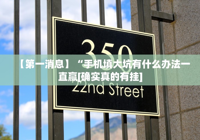 【第一消息】“手机填大坑有什么办法一直赢[确实真的有挂]