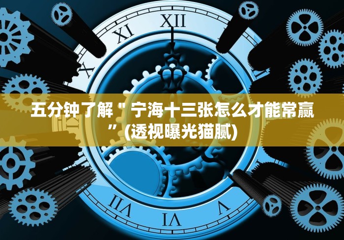 五分钟了解＂宁海十三张怎么才能常赢”(透视曝光猫腻)