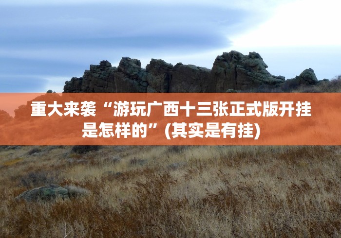 重大来袭“游玩广西十三张正式版开挂是怎样的”(其实是有挂)