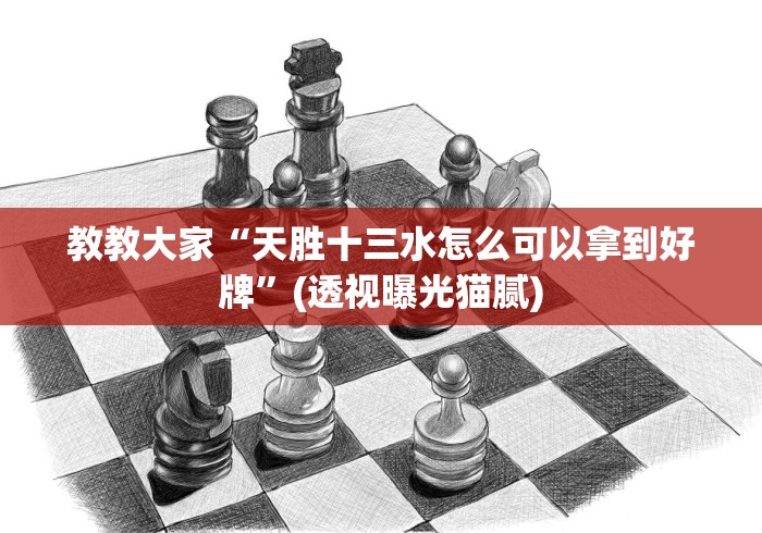 教教大家“天胜十三水怎么可以拿到好牌”(透视曝光猫腻)