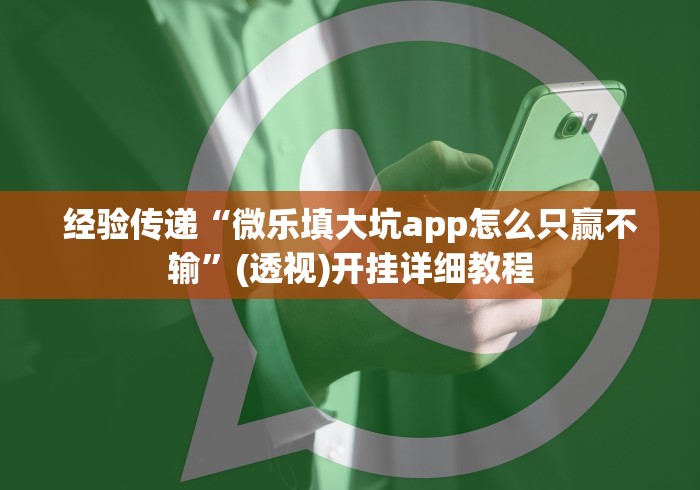 经验传递“微乐填大坑app怎么只赢不输”(透视)开挂详细教程